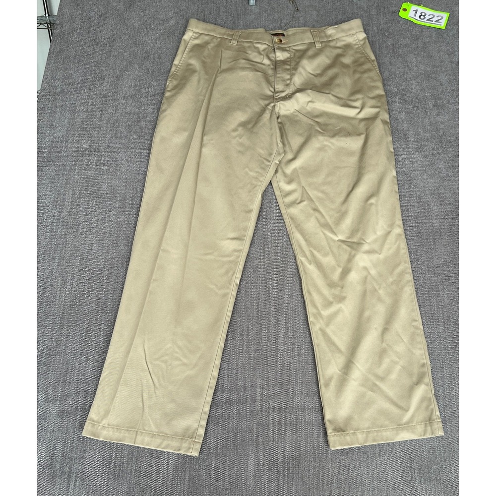 Cherokee Chino Pants Mens 38x32 Beige Nano-Tech Formal Flat Front Straight Leg